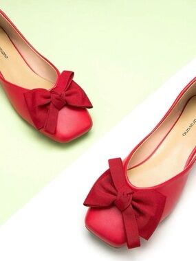 C. Paravano Red Eva Bow Flats New